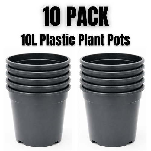 10l black plastic plant - black, pots