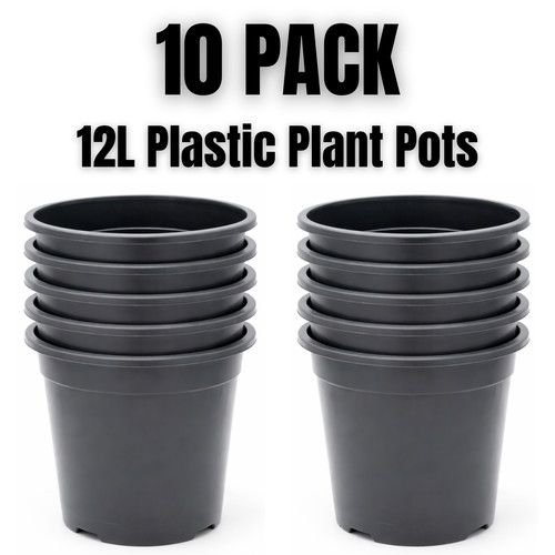 12l black plastic plant - black,